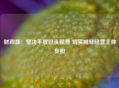 财政部：坚决不收过头税费 切实减轻经营主体负担