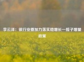 李云泽：银行业要加力落实稳增长一揽子增量政策