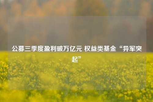 公募三季度盈利破万亿元 权益类基金“异军突起”