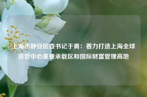 上海市静安区委书记于勇：着力打造上海全球资管中心重要承载区和国际财富管理高地