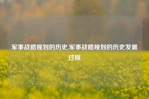 军事战略规划的历史,军事战略规划的历史发展过程