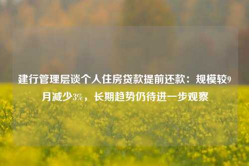 建行管理层谈个人住房贷款提前还款：规模较9月减少3%，长期趋势仍待进一步观察