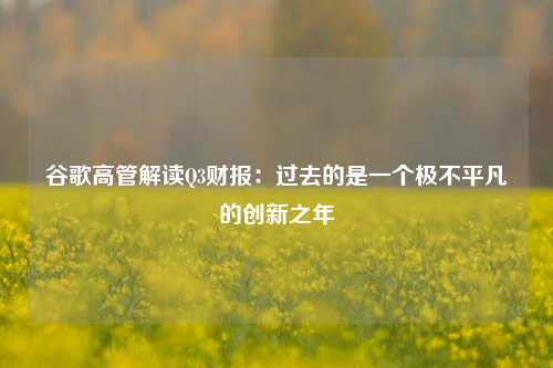 谷歌高管解读Q3财报：过去的是一个极不平凡的创新之年