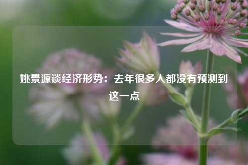 姚景源谈经济形势：去年很多人都没有预测到这一点