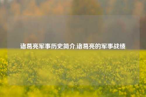 诸葛亮军事历史简介,诸葛亮的军事战绩