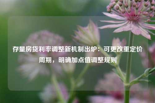 存量房贷利率调整新机制出炉：可更改重定价周期，明确加点值调整规则