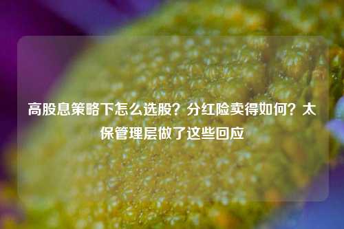 高股息策略下怎么选股？分红险卖得如何？太保管理层做了这些回应