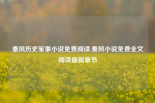 秦风历史军事小说免费阅读,秦风小说免费全文阅读最新章节