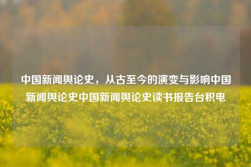 中国新闻舆论史，从古至今的演变与影响中国新闻舆论史中国新闻舆论史读书报告台积电