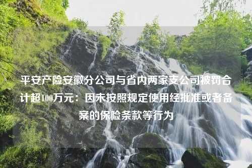 平安产险安徽分公司与省内两家支公司被罚合计超100万元：因未按照规定使用经批准或者备案的保险条款等行为